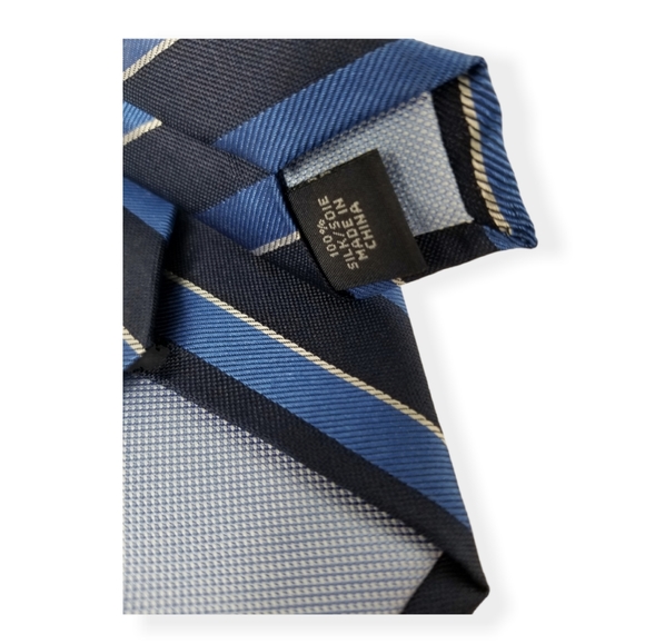 Tommy Hilfiger Blue Striped Silk Tie - Picture 14 of 16